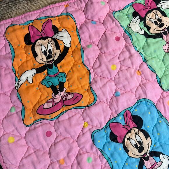 Vintage Disney Ballerina Minnie Mouse Pink Blanket Comforter 39.5”X53 - Picture 5 of 10